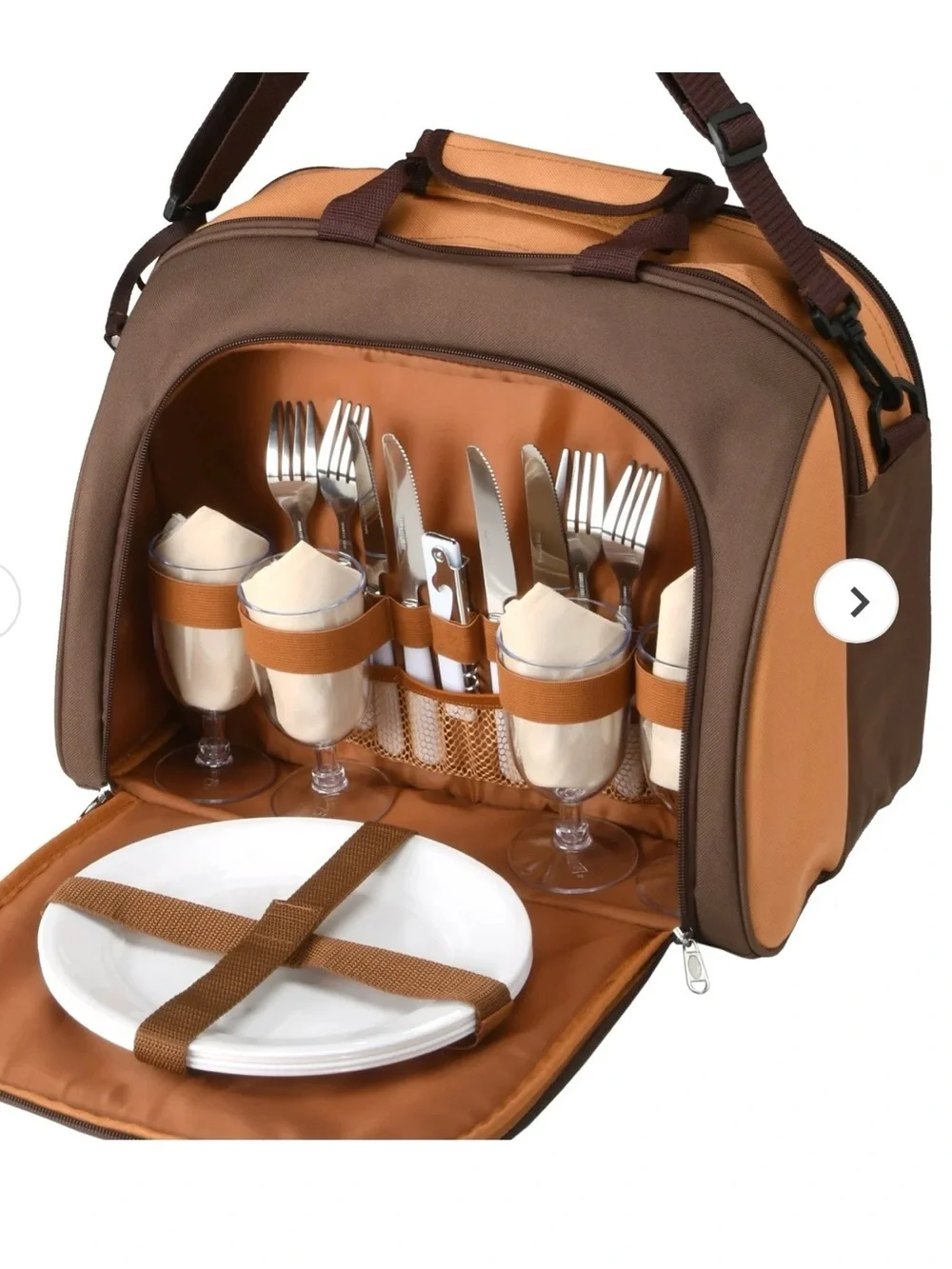 National Outdoor Living Two Tone Brown Picnic Cooler for Four new - Picture 1 of 7
